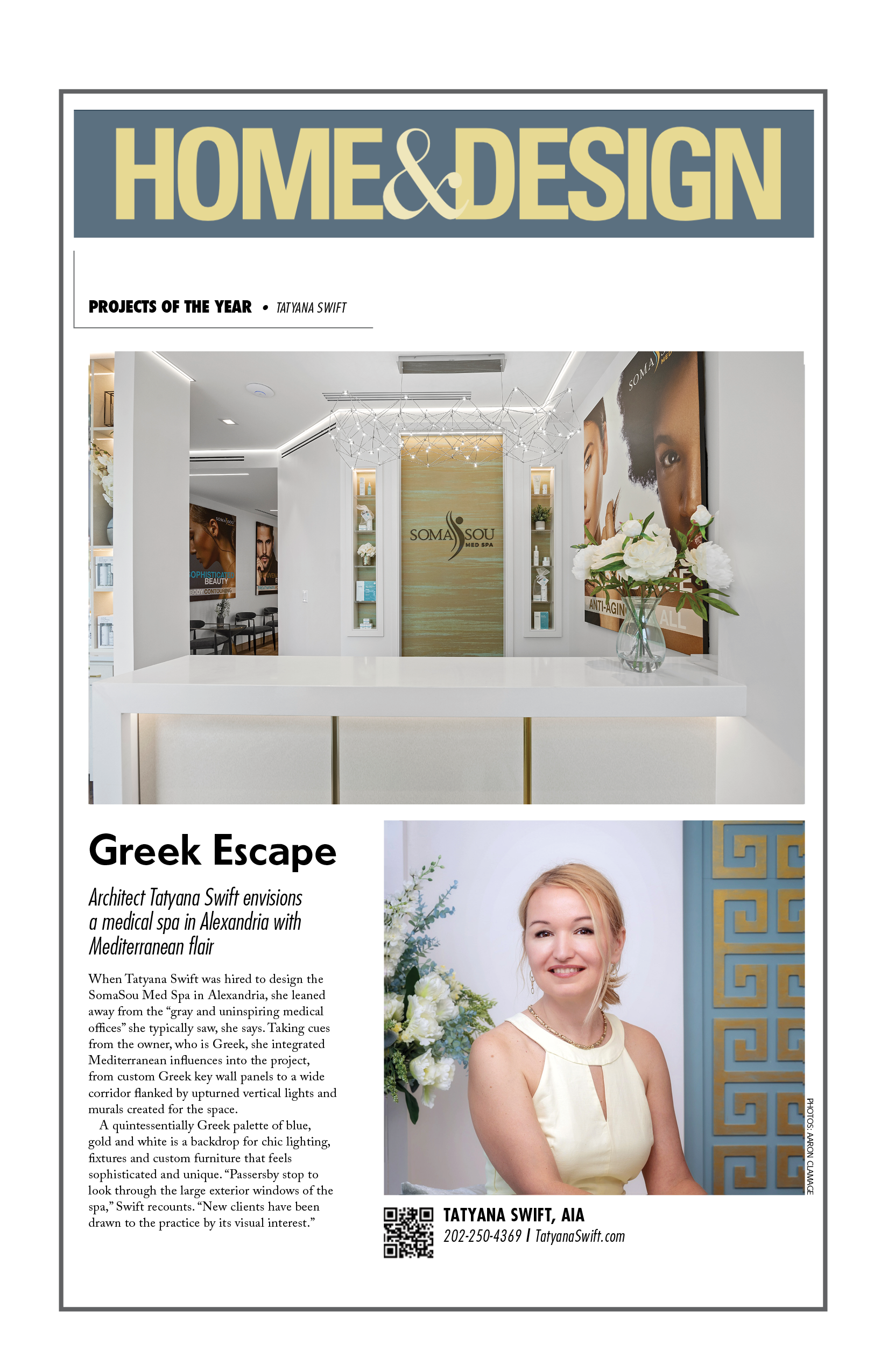 Home & Design Magazine features SomaSou Medspa Project by Tatyana Swift